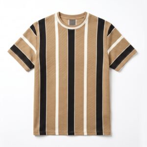 Eddez Vertical Stripe Johnny Collar T-Shirt